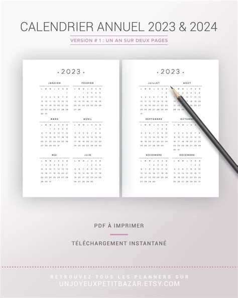 Calendrier 2023 2024 Calendrier Imprimable Calendrier 2023 Etsy France