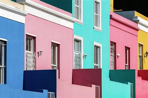 Brightly Coloured Homes In Bo Kaap District Cape Town Western