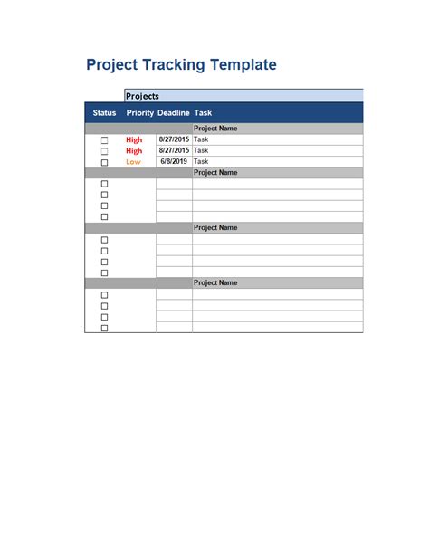 Multiple Project Tracking Status Report Template Templates At