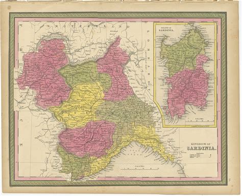 Antique Map Of The Kingdom Of Sardinia By Mitchell 1846
