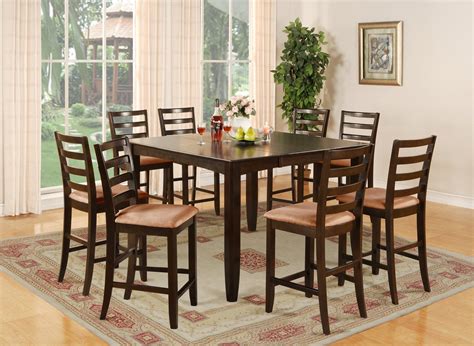 Fairwinds 9 Pc Square Counter Height Dining Table Set In Cappuccino