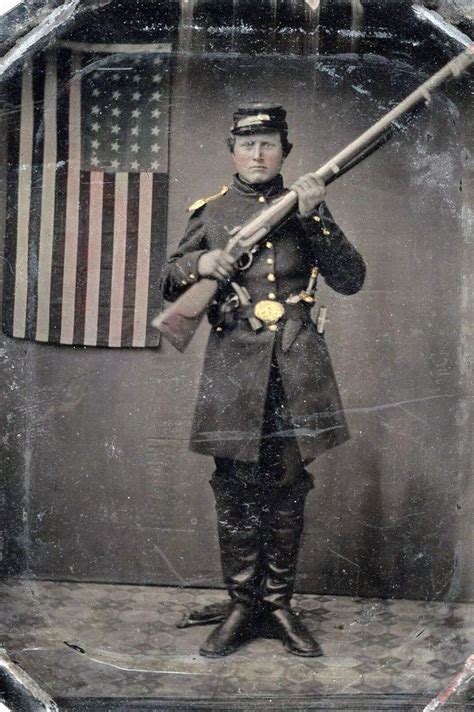 Awesome Armed Up Union Soldier With Us Flag Us History American