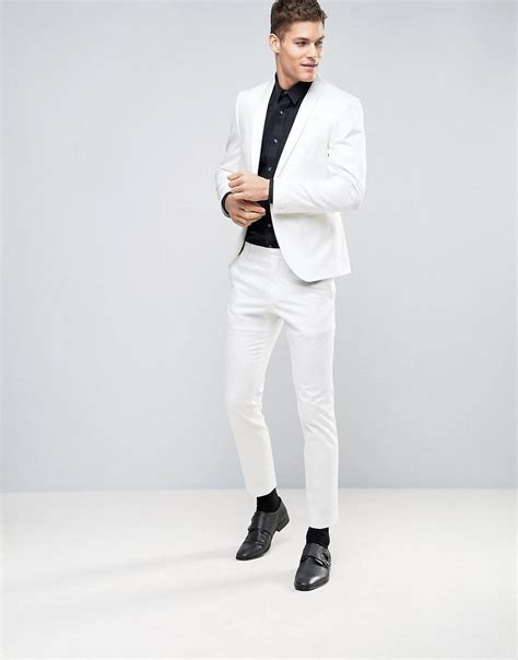 Check out our white suit jacket selection for the very best in unique or custom, handmade pieces from our men's clothing shops. SELECTED Cotton Slim White Tuxedo Jacket for Men - Lyst
