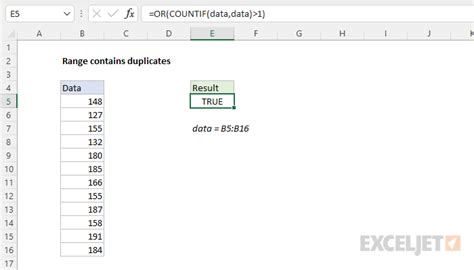 Range Contains Duplicates Excel Formula Exceljet