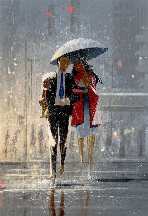 1920x1080px 1080p Free Download Couple In The Street Umbrella