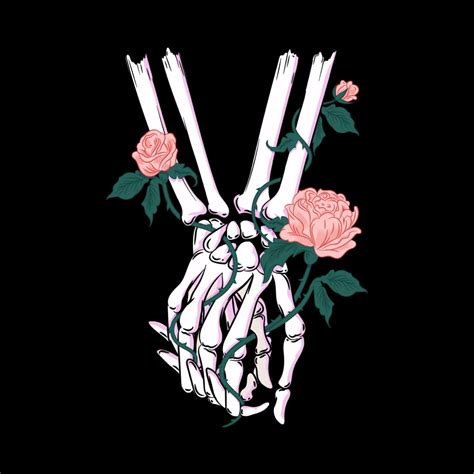 Free Art Close Up Of Two Skeletons Holding Hands With Roses Wrapped