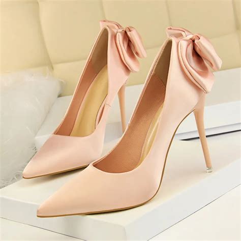 elegant women pumps 2018 designer luxury women shoes sexy high heels satin shoes pump silk