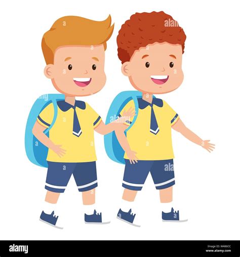 Students Boys With Backpack Back To School Stock Vector Image And Art Alamy