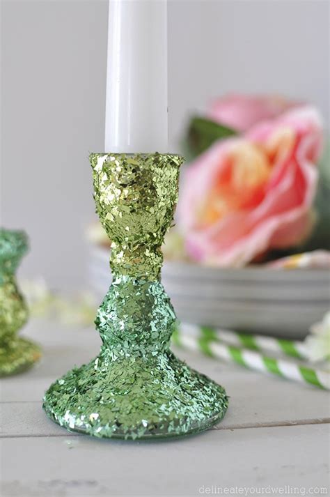 Diy Two Toned Glitter Candle Holders