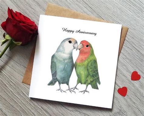 Anniversary Card Lovebirds Love Birds Anniversary Ts Etsy