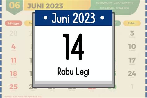 Kalender Jawa Hari Ini Rabu Legi 14 Juni 2023 Beserta Neptu Begini