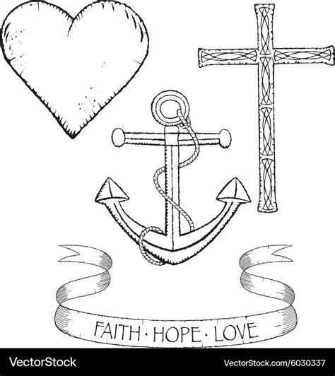 Symbols For Faith Hope And Love Royalty Free Vector Image
