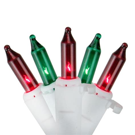 Set Of 100 Red And Green Mini Icicle Christmas Lights White Wire
