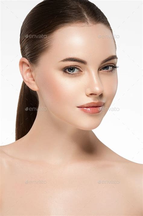 Beauty Woman Face Clean Healthy Skin Make Up Isolated On White Beauty Face Women Woman Face