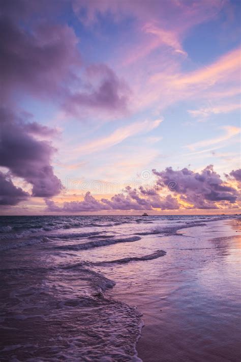 Colorful Sunrise Sky Over Atlantic Ocean Dominican Republic Stock