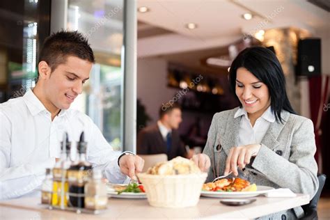 Business Lunch Restaurant Eating Meal — Stock Photo © Luckybusiness