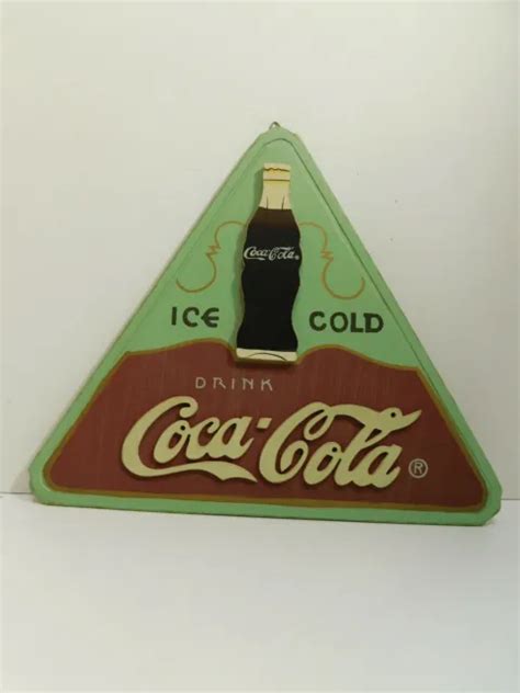 Ice Cold Drink Coca Cola Wood Wall Sign 3d Coke 12 Inch Triangle