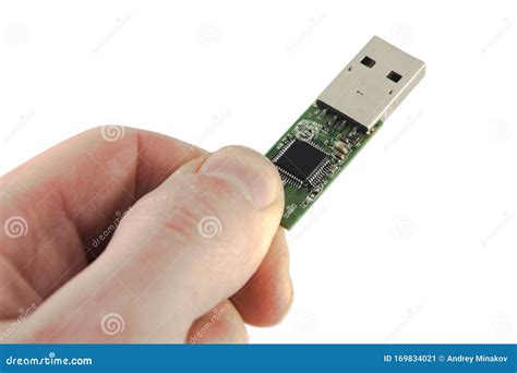 Inside Usb Structure In Hand Exposed Circuit Of Usb Flash Drive Stock