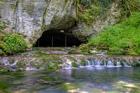 The Waterfalls In Karst Cave Stock Image Image Of