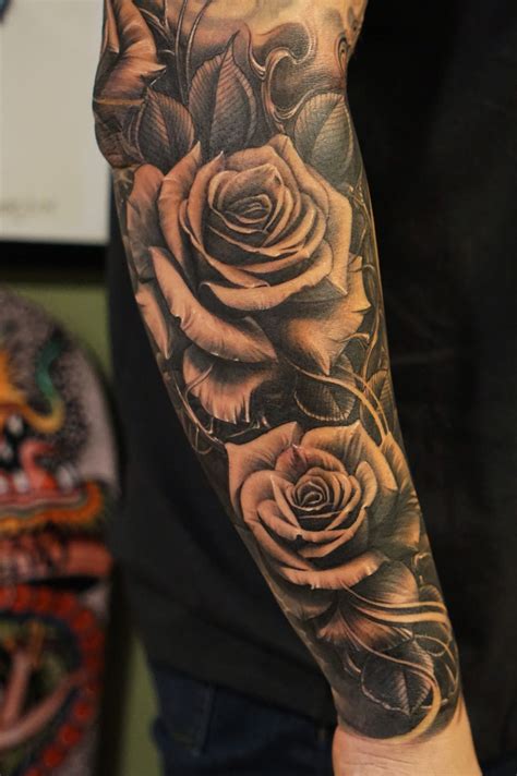 Roses Vetoe Black Label Art Co Los Angeles Usa Rose Tattoos For Men Cool Forearm