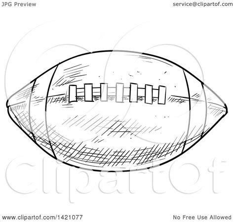 Sports Clipart Of A Black And White Sketched American Football
