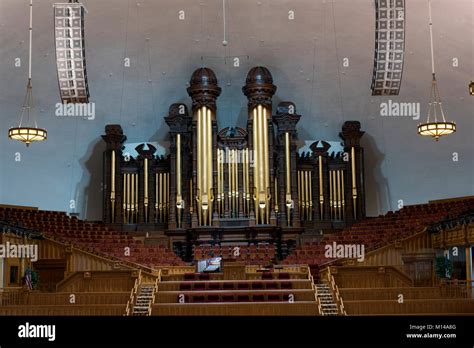 The Pipe Organ And Alter In The Mormon Tabernacle Next To The Mormon