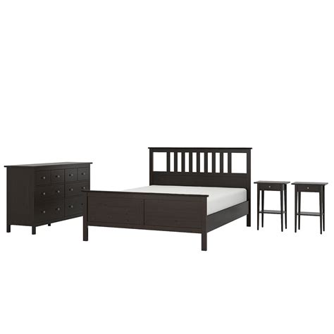 Hemnes Bedroom Furniture Set Of 4 Black Brown 160x200 Cm 63x7834