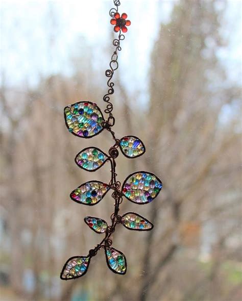 Mystic Whimsical Beaded Branch Suncatcher Etsy Glass Bead Crafts