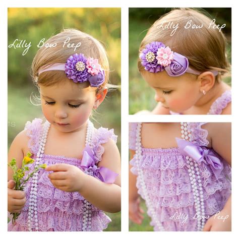 Baby Girl Clothes Lavender Lace Petti Romper And Flower Headband