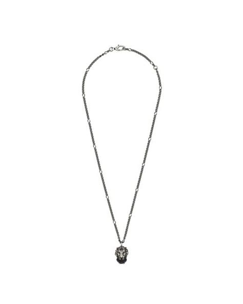 Gucci Lion Head Necklace With Crystal In Metal Metallic Save 5 Lyst