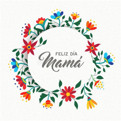 Happy Mothers Day Spanish Floral Greeting Card Stock Vector
