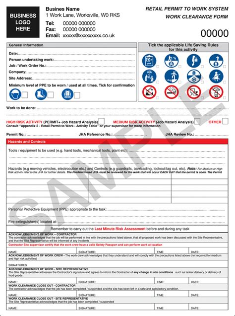 Work Permit Template