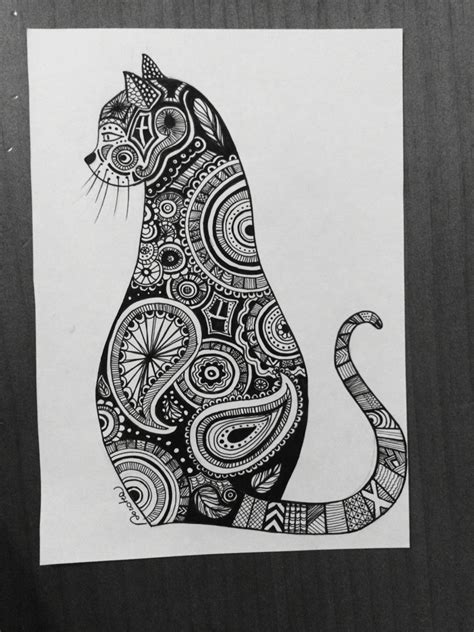 Zentangle Cat Drawings Tattoos Zentangle