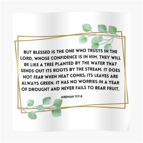 Jeremiah 177 8 Christian Bible Verse Poster By Thewordofgod Redbubble