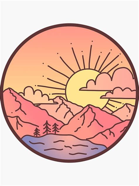Sunset Mountains Sticker In 2020 Aesthetic Stickers