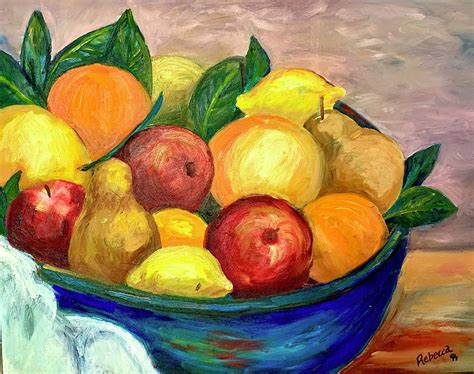 Still Life Fruit Bowl Painting By Rebecca Brand Fine Art America