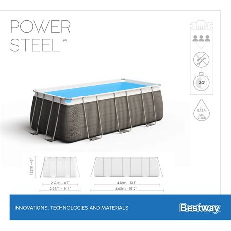 Bestway Power Steel Frame Pool Set X X Cm Rattan Look Grau Pools Garten Freizeit