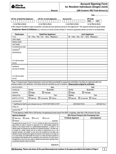 Indian Bank Account Opening Form Fill Out And Sign Online Dochub