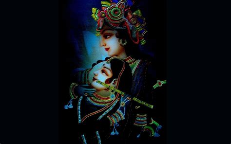 Colorful Art Of Radha And Krishna Desktop