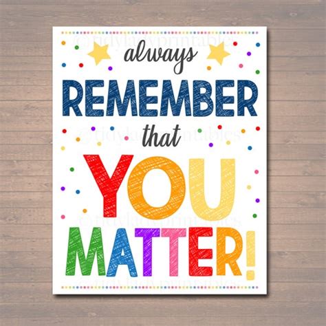 You Matter Classroom Printable Counseling Office Poster Etsy