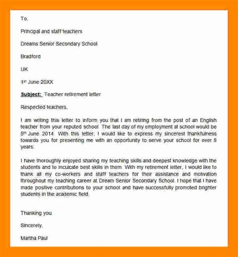 30 Sample Teacher Retirement Letter Example Document Template