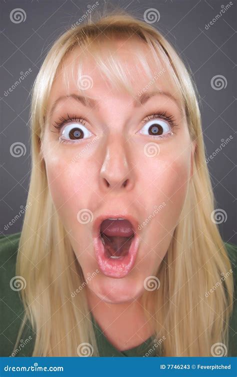 Shocked Blond Woman With Funny Face Stock Image Image Of Lips Cute 7746243