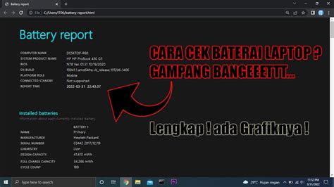 Cara Mengecek Kondisi Baterai Laptop Dengan Detail Dan Lengkap Battery Report YouTube