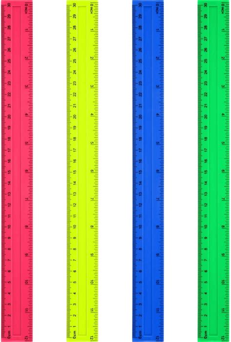 Rulers 12 Inch 4 Pack Assorted Colors Kids Ruler For School Rulers