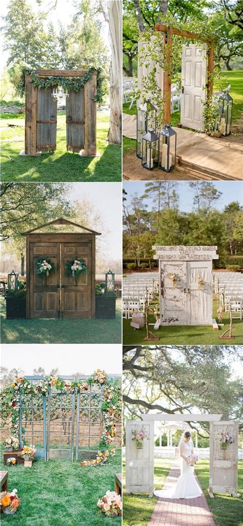 Rustic Old Door Wedding Backdrop And Ceremony Entrance Ideas