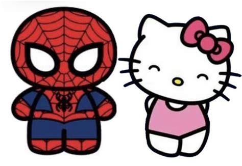 hello kitty spider-man sticker Hello Kitty Cartoon, Hello Kitty Drawing