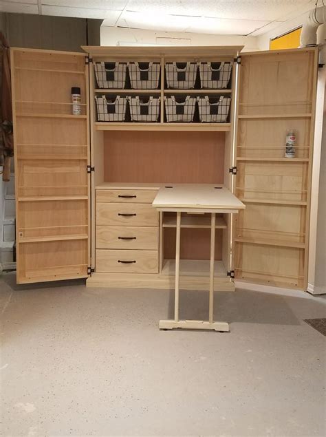 Crafting Cabinet With Fold Out Work Table Craft Storage Cabinets