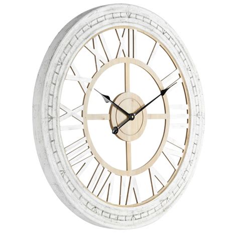Highst 73cm Distressed White Hamptons Wall Clock Temple And Webster