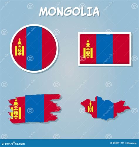 Flag Map Of Mongolia Mongolia Flag Map Stock Vector Illustration Of