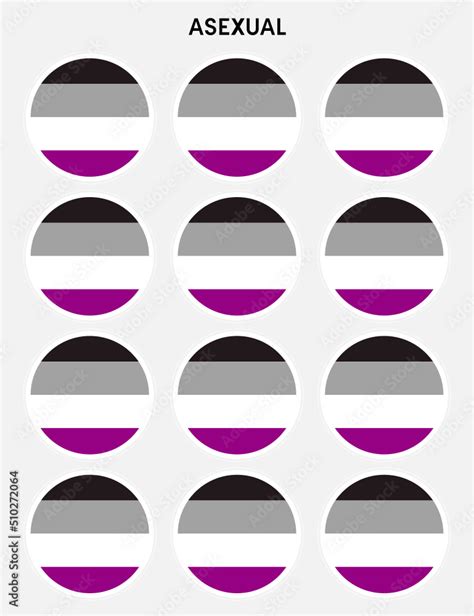 Set Of Pride Flags Asexual Flags In The Shape Of A Circle Circle Shaped Sticker Icon And Lebt